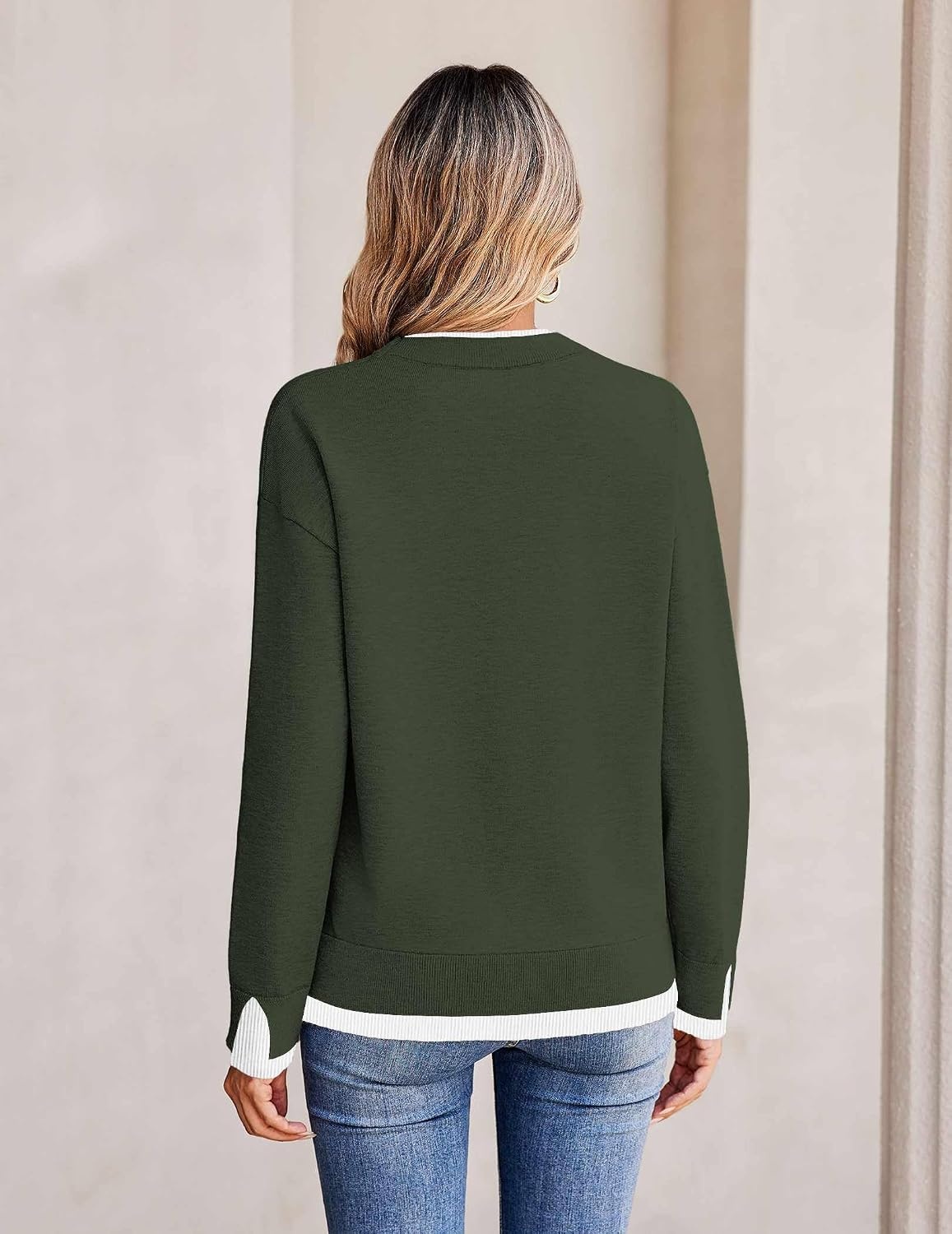 image:imageZeagoo Womens Sweaters Crewneck Long Sleeve Pullover TopsArmy Green