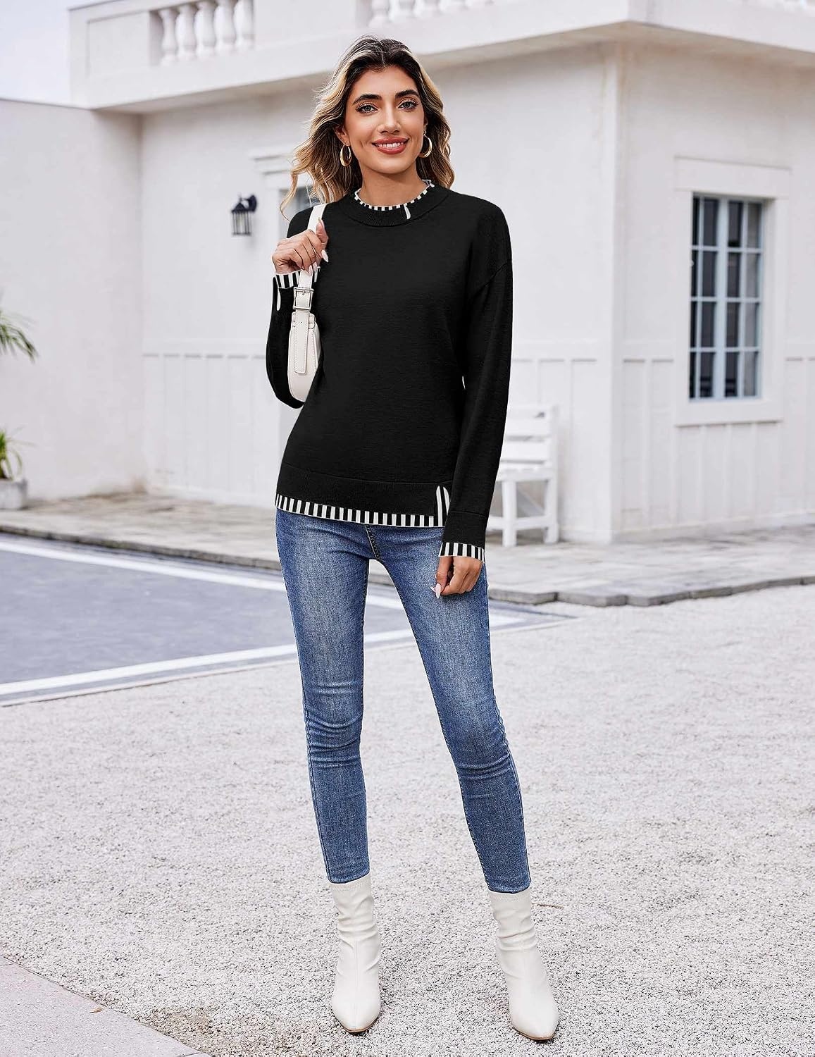 image:imageZeagoo Womens Sweaters Crewneck Long Sleeve Pullover TopsBlack