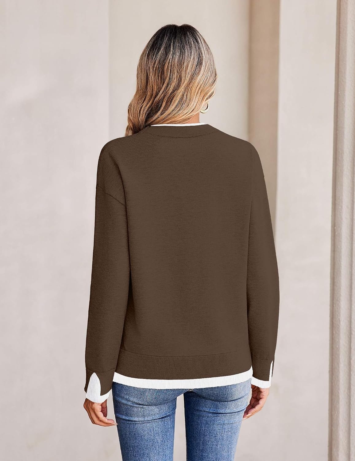image:imageZeagoo Womens Sweaters Crewneck Long Sleeve Pullover TopsBrown