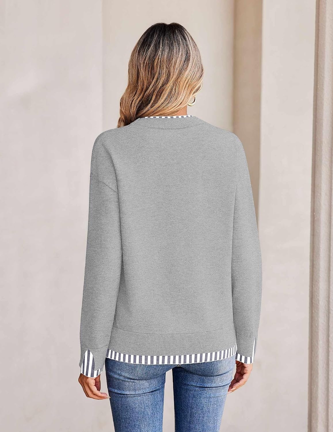 image:imageZeagoo Womens Sweaters Crewneck Long Sleeve Pullover TopsLight Grey