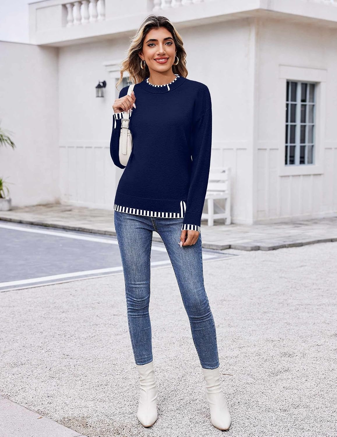 image:imageZeagoo Womens Sweaters Crewneck Long Sleeve Pullover TopsNavy Blue