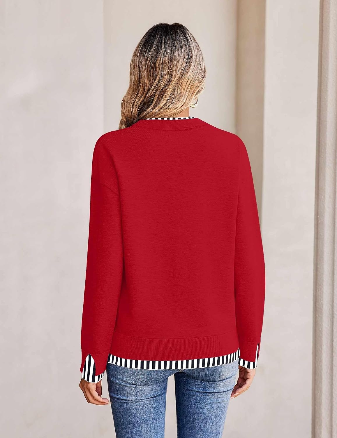 image:imageZeagoo Womens Sweaters Crewneck Long Sleeve Pullover TopsRed