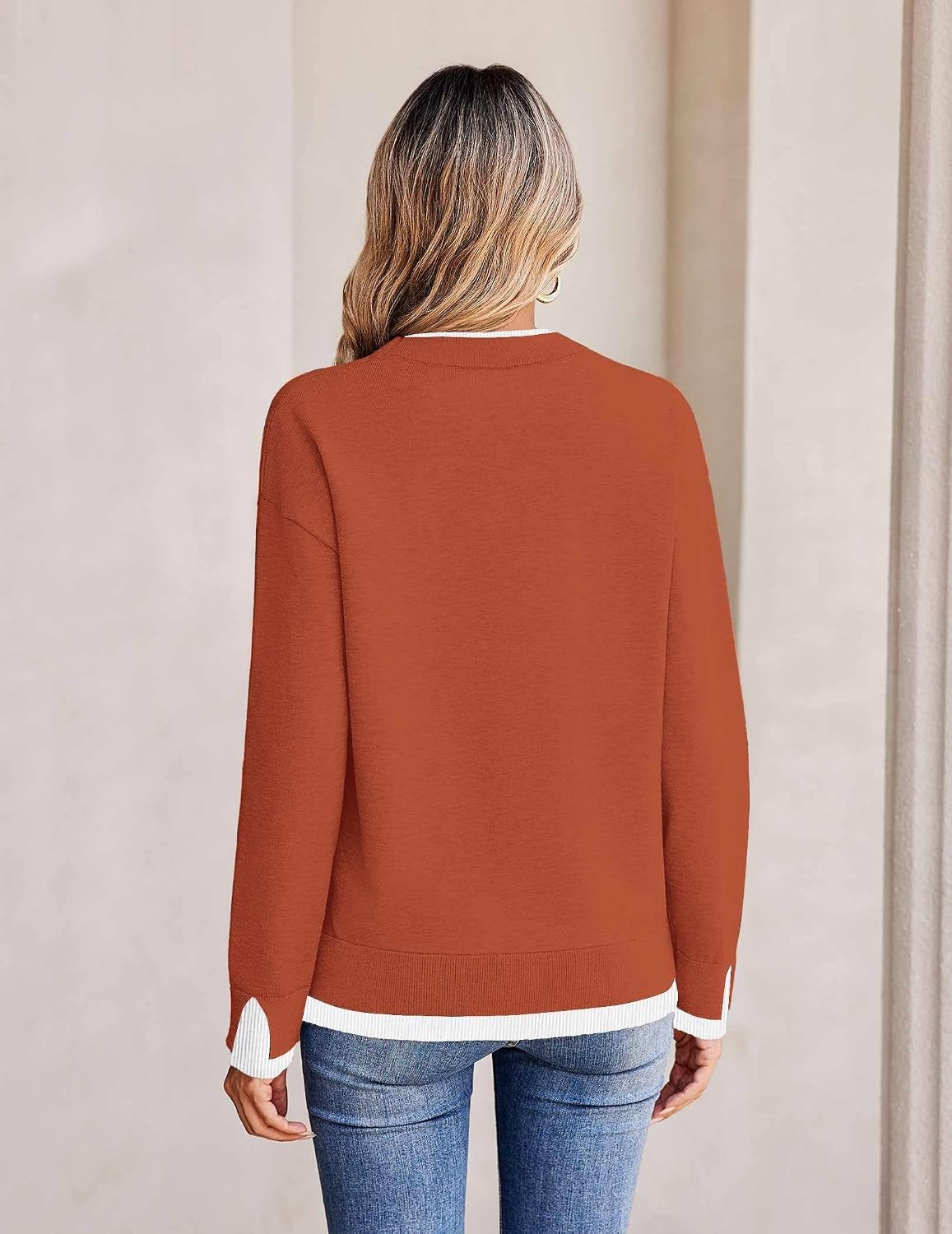 image:imageZeagoo Womens Sweaters Crewneck Long Sleeve Pullover TopsRust Red