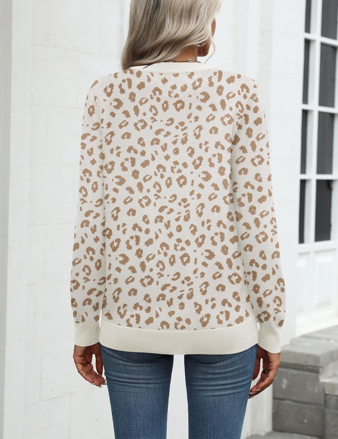 image:imageZeagoo Womens Sweaters Long Sleeve Tops Classic Fall Clothes Crewneck TopsLeopardan663