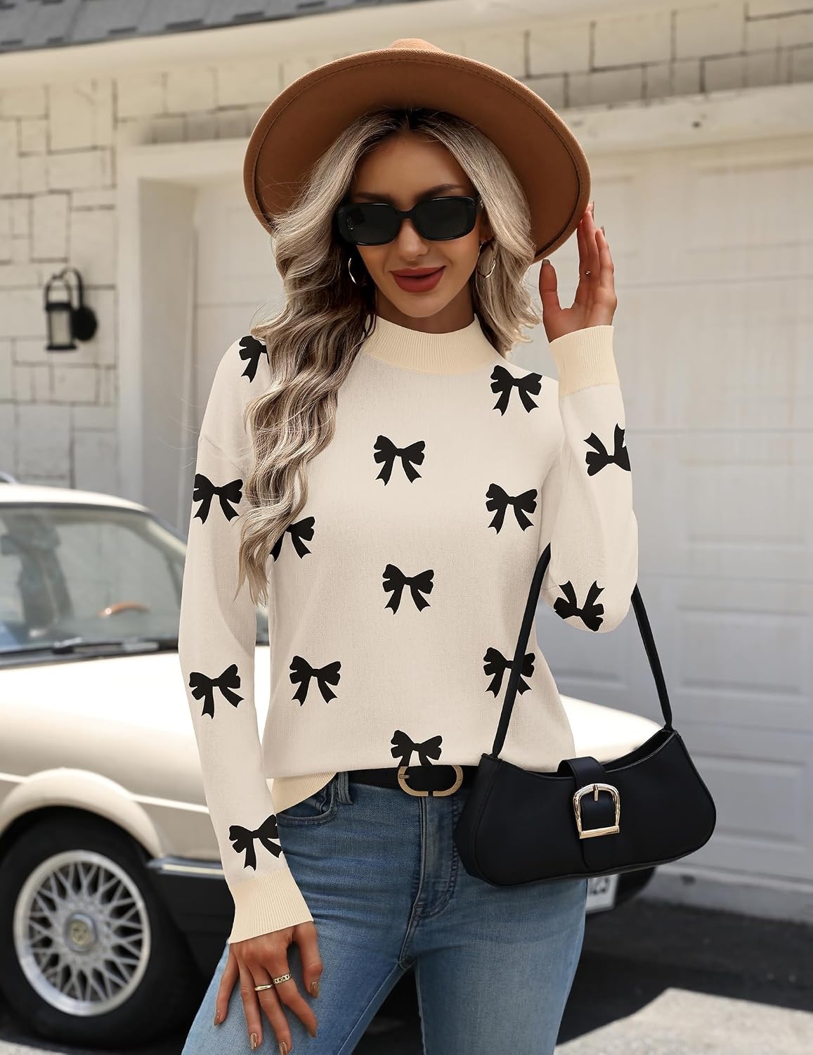 image:imageZeagoo Womens Sweaters Turtleneck Long Sleeve Tops Lightweight Fall ClothesBow