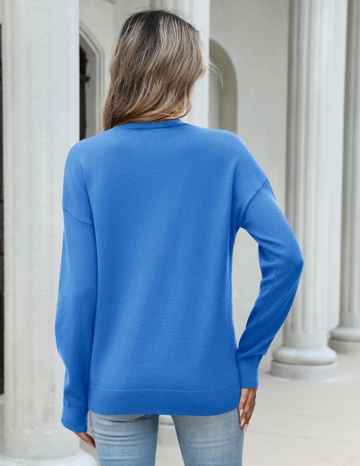 image:imageZeagoo Womens Sweaters Turtleneck Long Sleeve Tops Lightweight Fall ClothesBright Blue