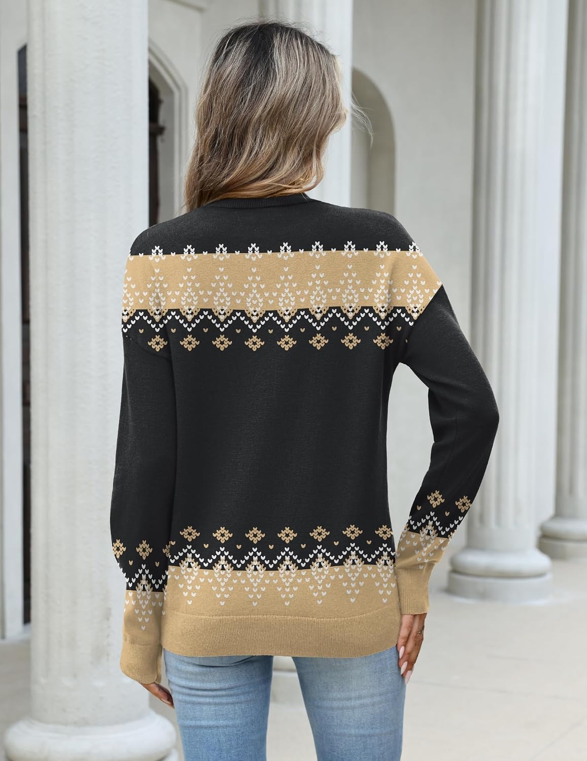 image:imageZeagoo Womens Sweaters Turtleneck Long Sleeve Tops Lightweight Fall ClothesFair Isle Pattern