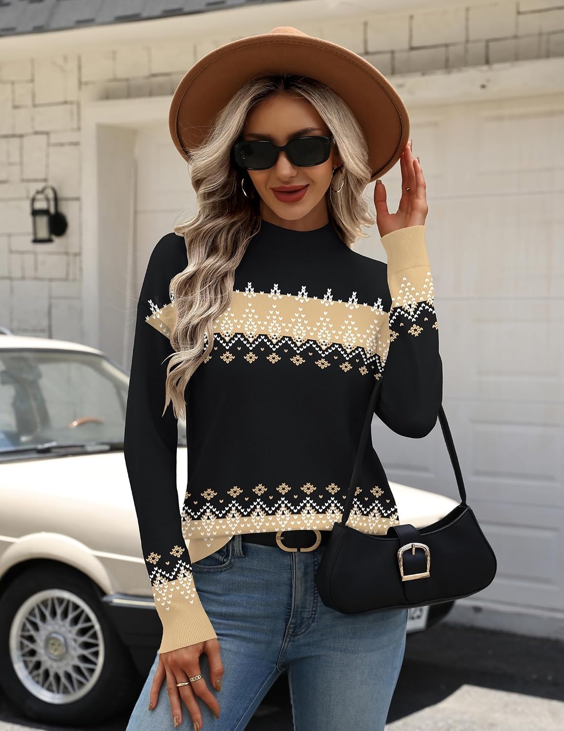 image:imageZeagoo Womens Sweaters Turtleneck Long Sleeve Tops Lightweight Fall ClothesFair Isle Pattern