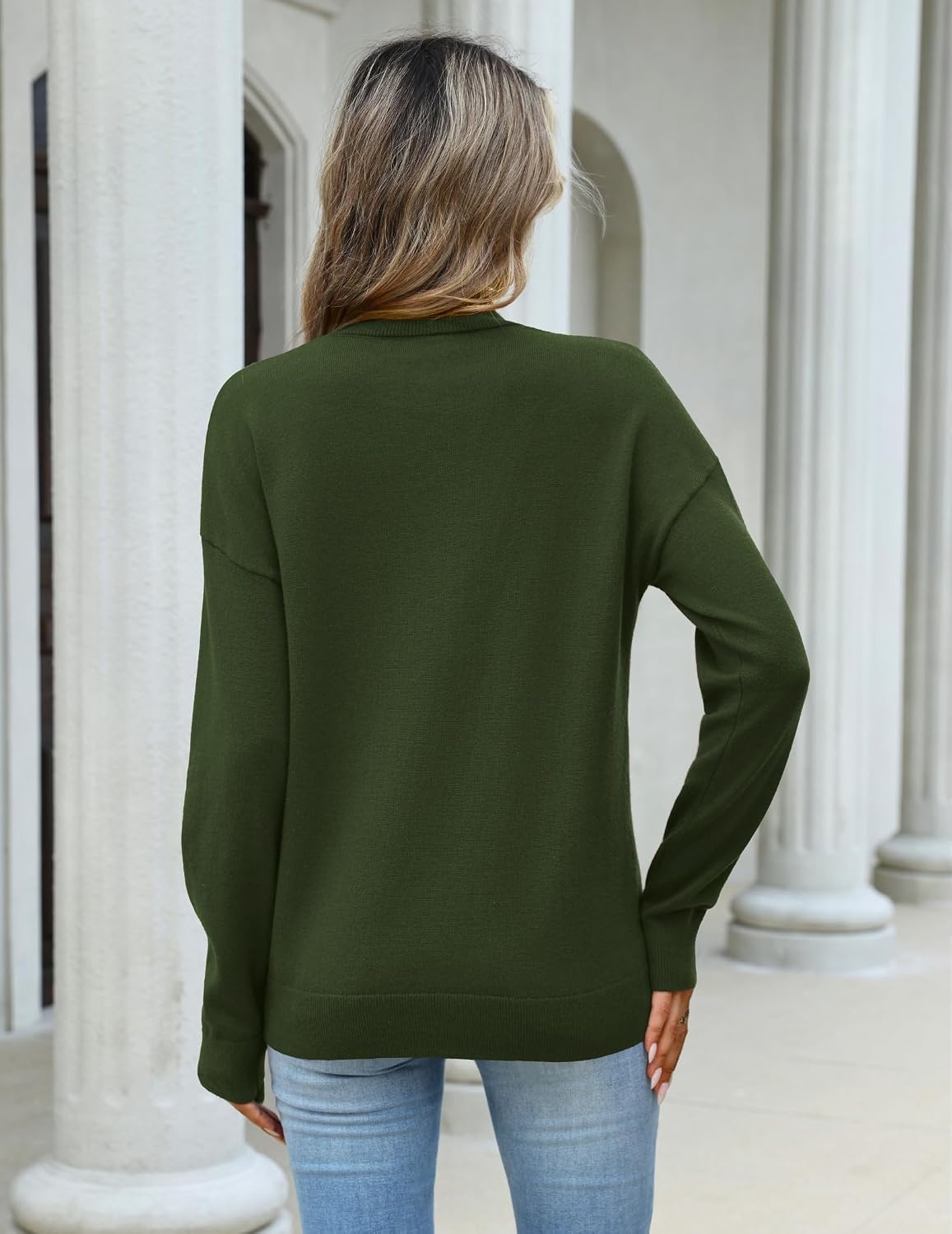 image:imageZeagoo Womens Sweaters Turtleneck Long Sleeve Tops Lightweight Fall ClothesGreen