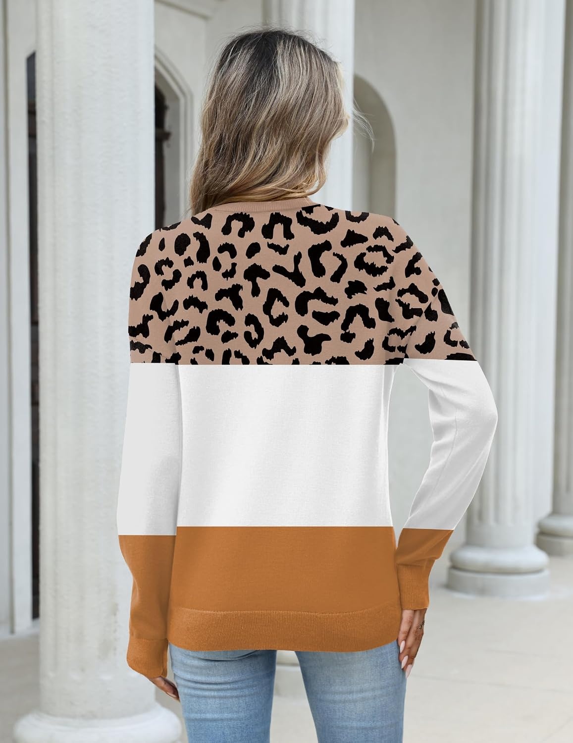image:imageZeagoo Womens Sweaters Turtleneck Long Sleeve Tops Lightweight Fall ClothesLeopard Print