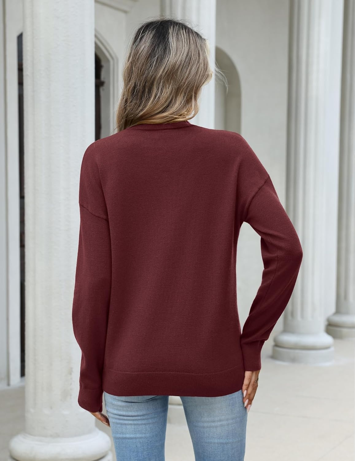 image:imageZeagoo Womens Sweaters Turtleneck Long Sleeve Tops Lightweight Fall ClothesWine Red