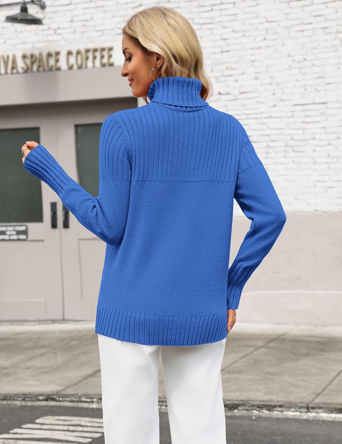 image:imageZeagoo Womens Turtleneck Sweater Fall Winter Casual Knit Pullover TopsBlue