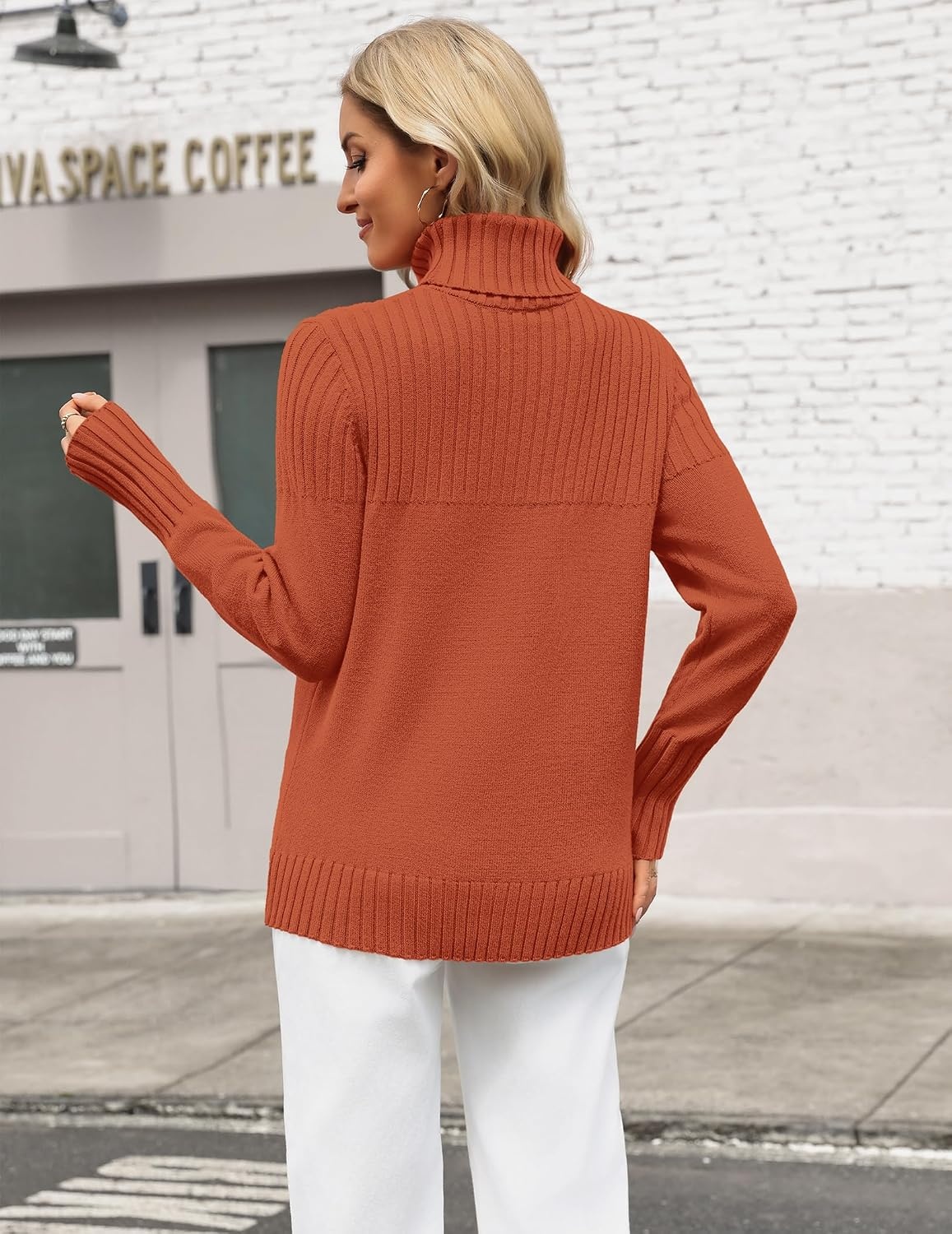 image:imageZeagoo Womens Turtleneck Sweater Fall Winter Casual Knit Pullover TopsOrange