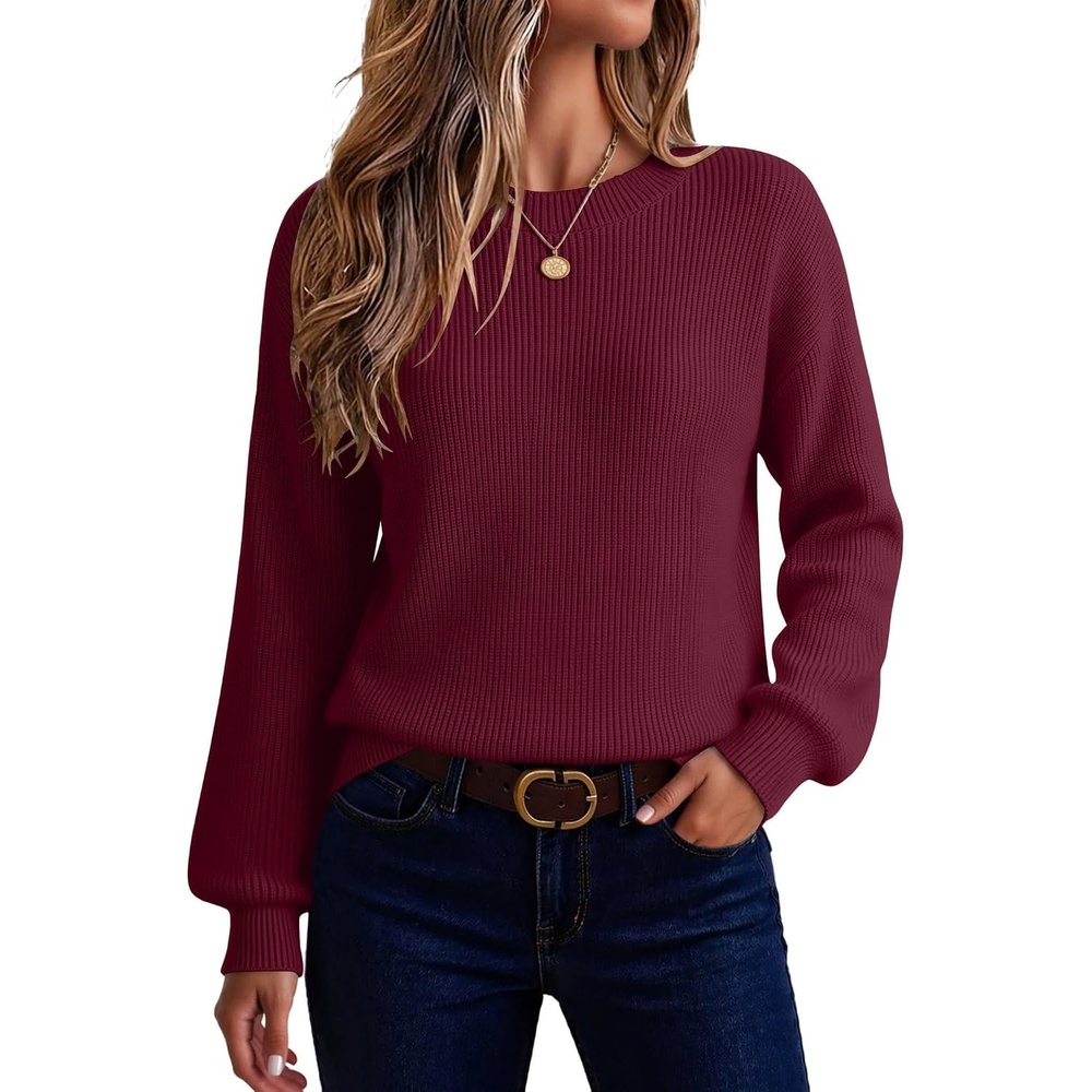 image:imageZeagoo Sweaters for Women 2026 Loose Fit Chunky Knit Casual Fall OutfitsWine Red