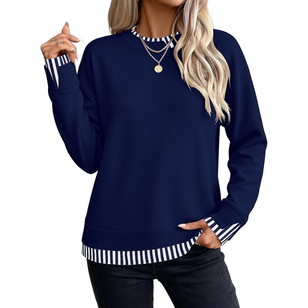 image:imageZeagoo Womens Sweaters Crewneck Long Sleeve Pullover TopsNavy Blue