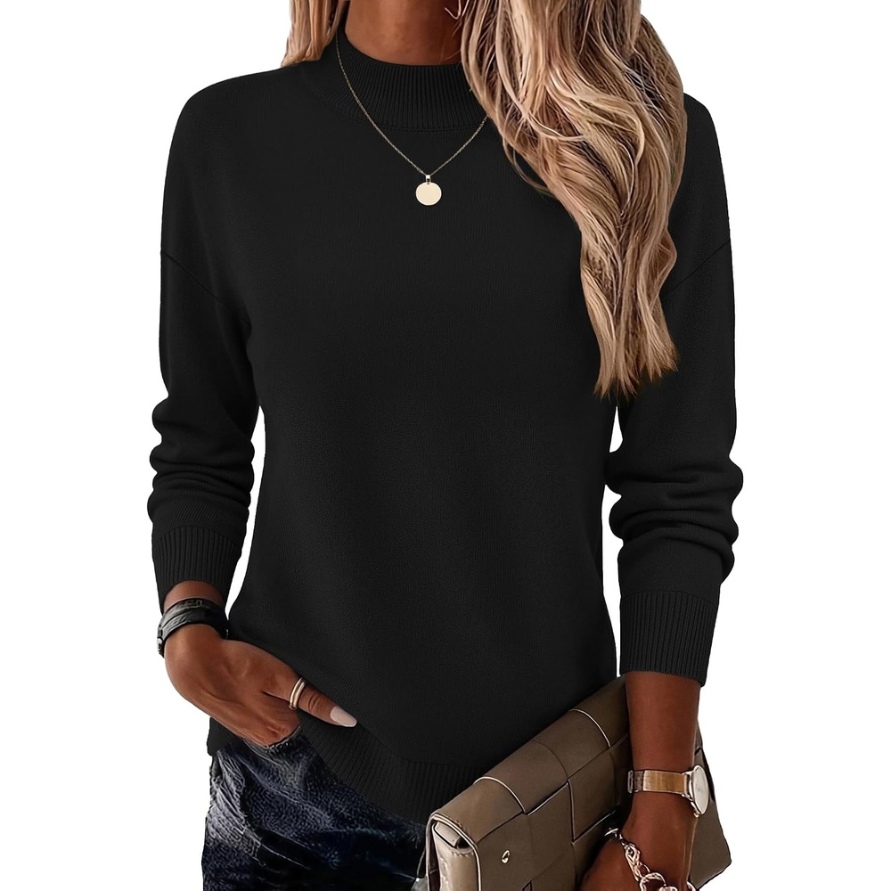 image:imageZeagoo Womens Sweaters Turtleneck Long Sleeve Tops Lightweight Fall ClothesBlack