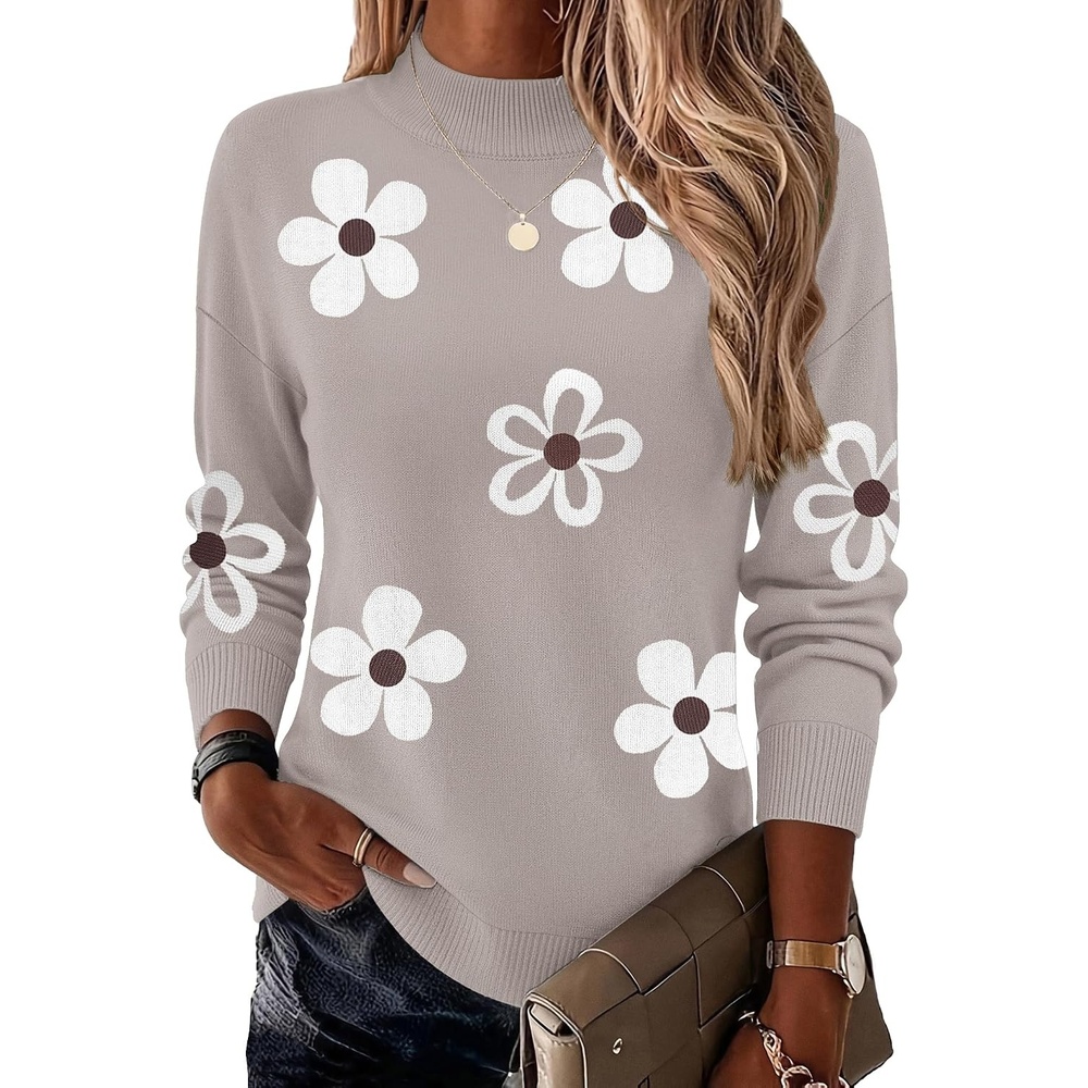 image:imageZeagoo Womens Sweaters Turtleneck Long Sleeve Tops Lightweight Fall ClothesFlower175