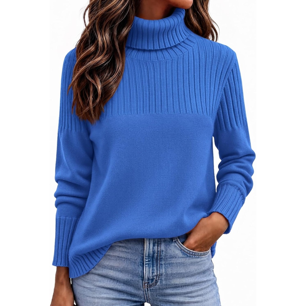 image:imageZeagoo Womens Turtleneck Sweater Fall Winter Casual Knit Pullover TopsBlue