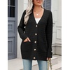Zeagoo Cardigan Sweaters for Women Long Sleeve Fall Clothes Button Down Top(Black)