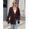 Zeagoo Cardigan Sweaters for Women Long Sleeve Fall Clothes Button Down Top(Deep Brown)