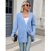 Zeagoo Cardigan Sweaters for Women Long Sleeve Fall Clothes Button Down Top(Light Blue)