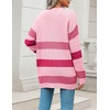 Zeagoo Cardigan Sweaters for Women Long Sleeve Fall Clothes Button Down Top(Pink Colorblock)
