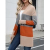 Zeagoo Cardigan Sweaters for Women Open Front Cardigans Long Sleeve Sweater(A1-colorblock 965)