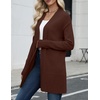 Zeagoo Cardigan Sweaters for Women Open Front Cardigans Long Sleeve Sweater(Brown)