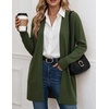 Zeagoo Cardigan Sweaters for Women Open Front Cardigans Long Sleeve Sweater(Green)