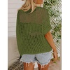 Zeagoo Short Sleeve Crochet Sweater Lightweight Summer Tops Beach Cover Ups(Army Green)
