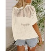 Zeagoo Short Sleeve Crochet Sweater Lightweight Summer Tops Beach Cover Ups(Beige)