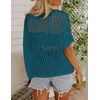 Zeagoo Short Sleeve Crochet Sweater Lightweight Summer Tops Beach Cover Ups(Lake Blue)