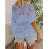 Zeagoo Short Sleeve Crochet Sweater Lightweight Summer Tops Beach Cover Ups(Light Blue)