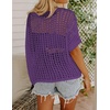 Zeagoo Short Sleeve Crochet Sweater Lightweight Summer Tops Beach Cover Ups(Purple)
