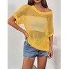 Zeagoo Short Sleeve Crochet Sweater Lightweight Summer Tops Beach Cover Ups(Yellow)