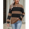 Zeagoo Sweaters for Women 2026 Loose Fit Chunky Knit Casual Fall Outfits(04 Black Brown Block)
