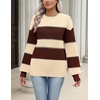 Zeagoo Sweaters for Women 2026 Loose Fit Chunky Knit Casual Fall Outfits(Brown Beige Block)