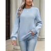 Zeagoo Sweaters for Women 2026 Loose Fit Chunky Knit Casual Fall Outfits(Light Blue)