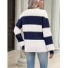 Zeagoo Sweaters for Women 2026 Loose Fit Chunky Knit Casual Fall Outfits(Navy White Block)