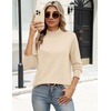Zeagoo Sweaters for Women Turtleneck Tops Long Sleeve Mock Neck Pullover(Beige)