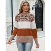 Zeagoo Sweaters for Women Turtleneck Tops Long Sleeve Mock Neck Pullover(Leopard Colorblock)