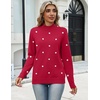 Zeagoo Sweaters for Women Turtleneck Tops Long Sleeve Mock Neck Pullover(Polka Dot Red)