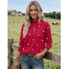 Zeagoo Sweaters for Women Turtleneck Tops Long Sleeve Mock Neck Pullover(Polka Dot Red)
