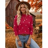 Zeagoo Sweaters for Women Turtleneck Tops Long Sleeve Mock Neck Pullover(Polka Dot Red)