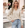 Zeagoo Womens Cropped V Neck Sweaters 2026 Fall Trendy Long Latern Sleeve Ribbed Knit Pullover Sweater Tops(Beige)