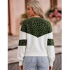 Zeagoo Womens Cropped V Neck Sweaters 2026 Fall Trendy Long Latern Sleeve Ribbed Knit Pullover Sweater Tops(Leopard-army White)
