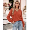 Zeagoo Womens Cropped V Neck Sweaters 2026 Fall Trendy Long Latern Sleeve Ribbed Knit Pullover Sweater Tops(Orange)