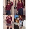 Zeagoo Womens Cropped V Neck Sweaters 2026 Fall Trendy Long Latern Sleeve Ribbed Knit Pullover Sweater Tops(Wine Red)