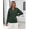 Zeagoo Womens Fall Long Sleeve Quarter Zip Sweaters Knit Pullover Tops(Army Green)
