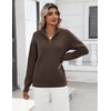 Zeagoo Womens Fall Long Sleeve Quarter Zip Sweaters Knit Pullover Tops(Brown)
